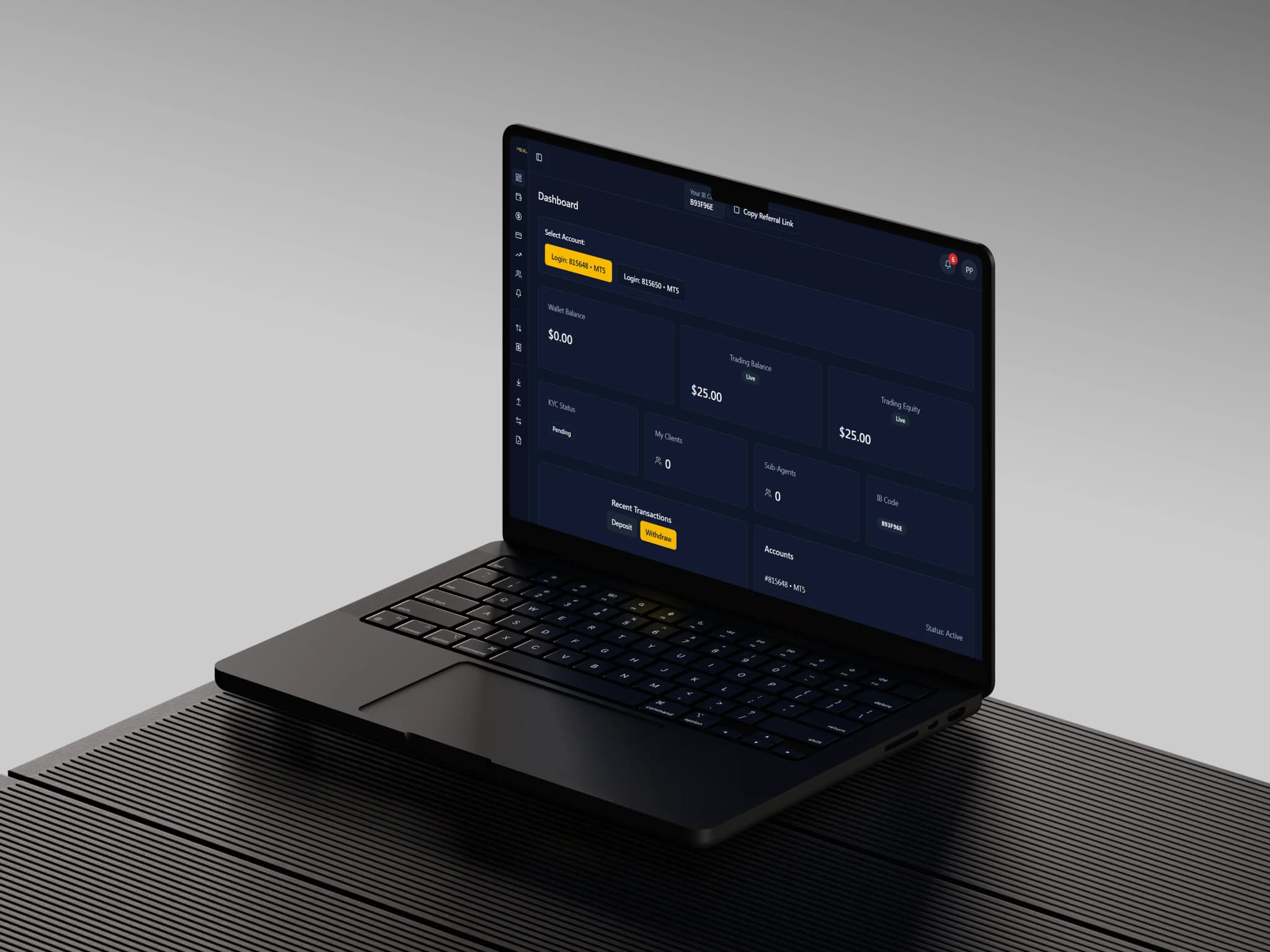 Trader dashboard