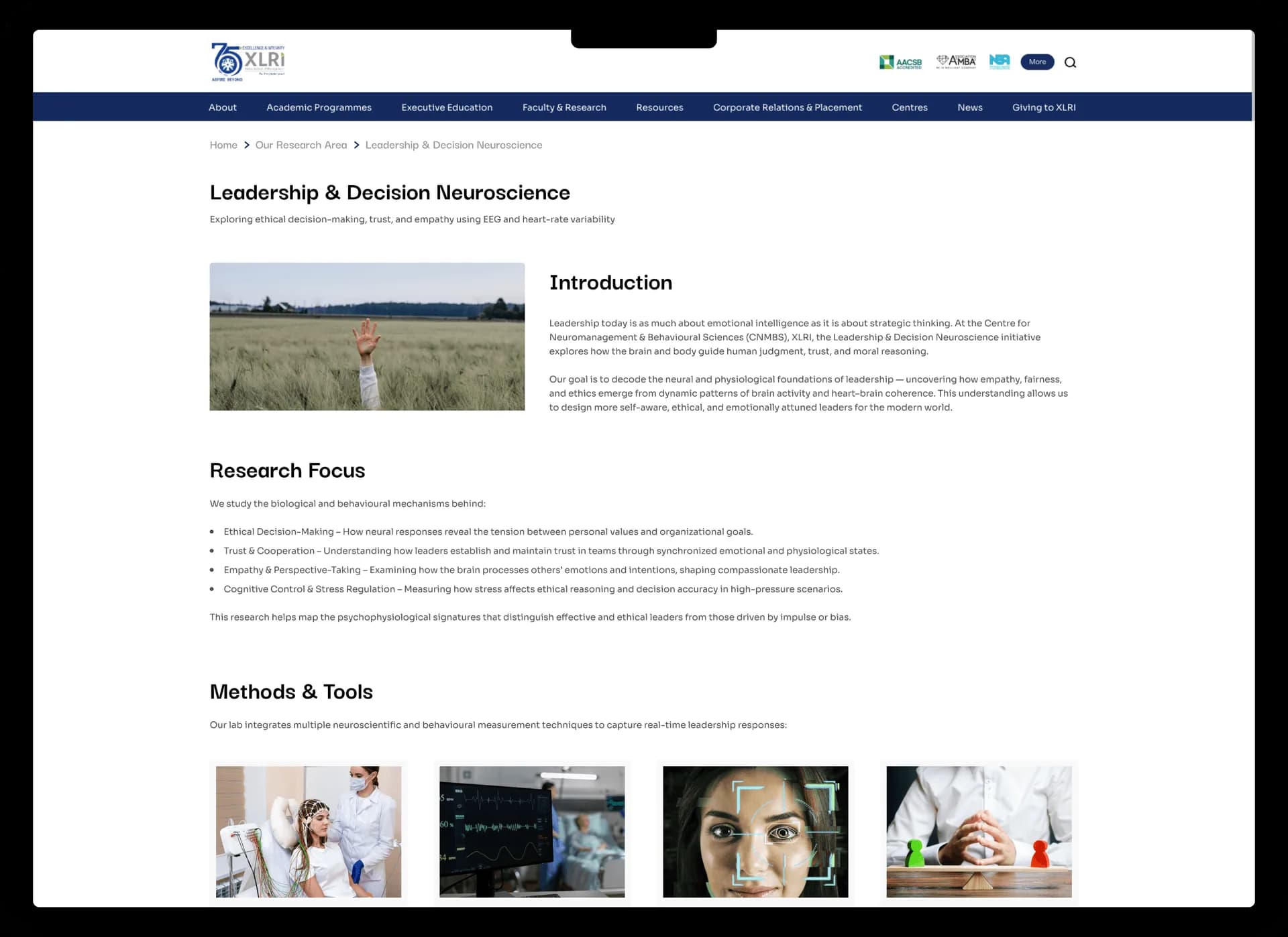 XLRI course portal on tablet