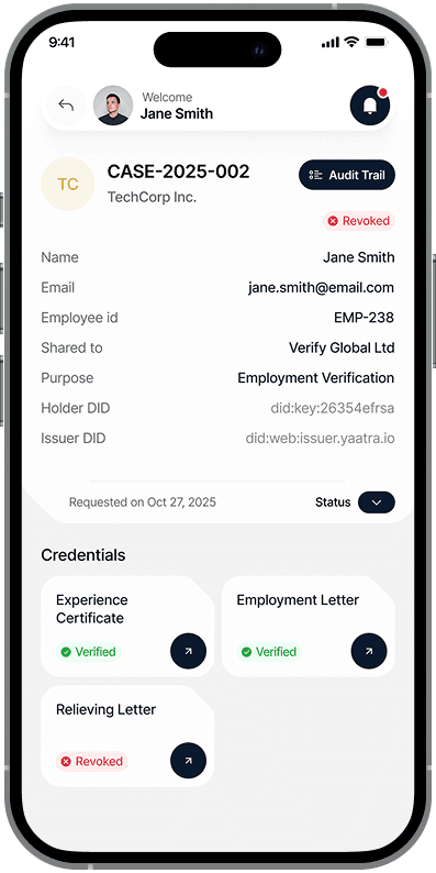 Case Details & Credential Status